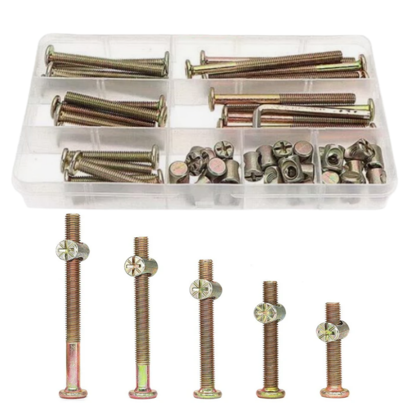 Furniture Hardware Barrel Nut - 50pcs Zinc Plated Furniture Screw Bolt