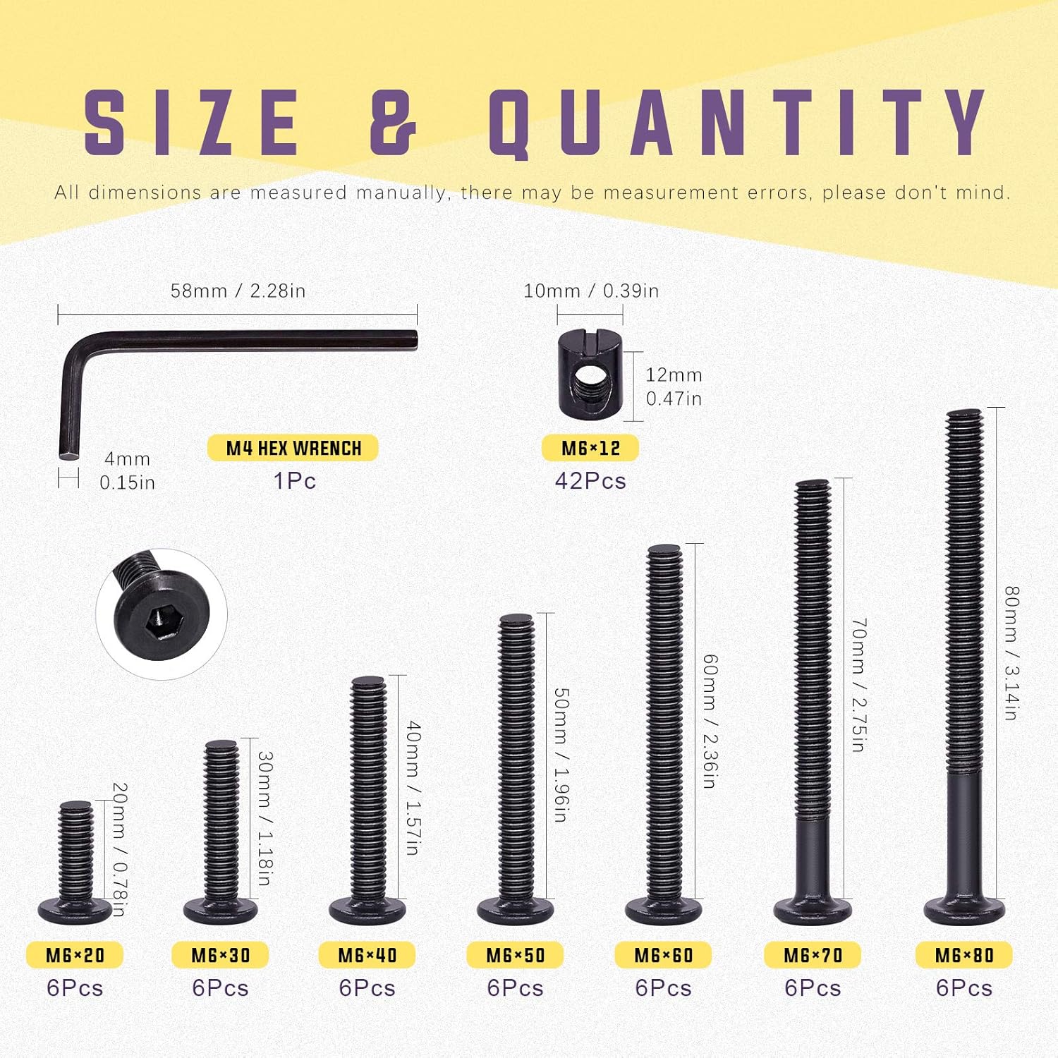 84Pcs Black M6 × 20/30/40/50/6 - Furniture Hardware Barrel Nut のレビューと価格