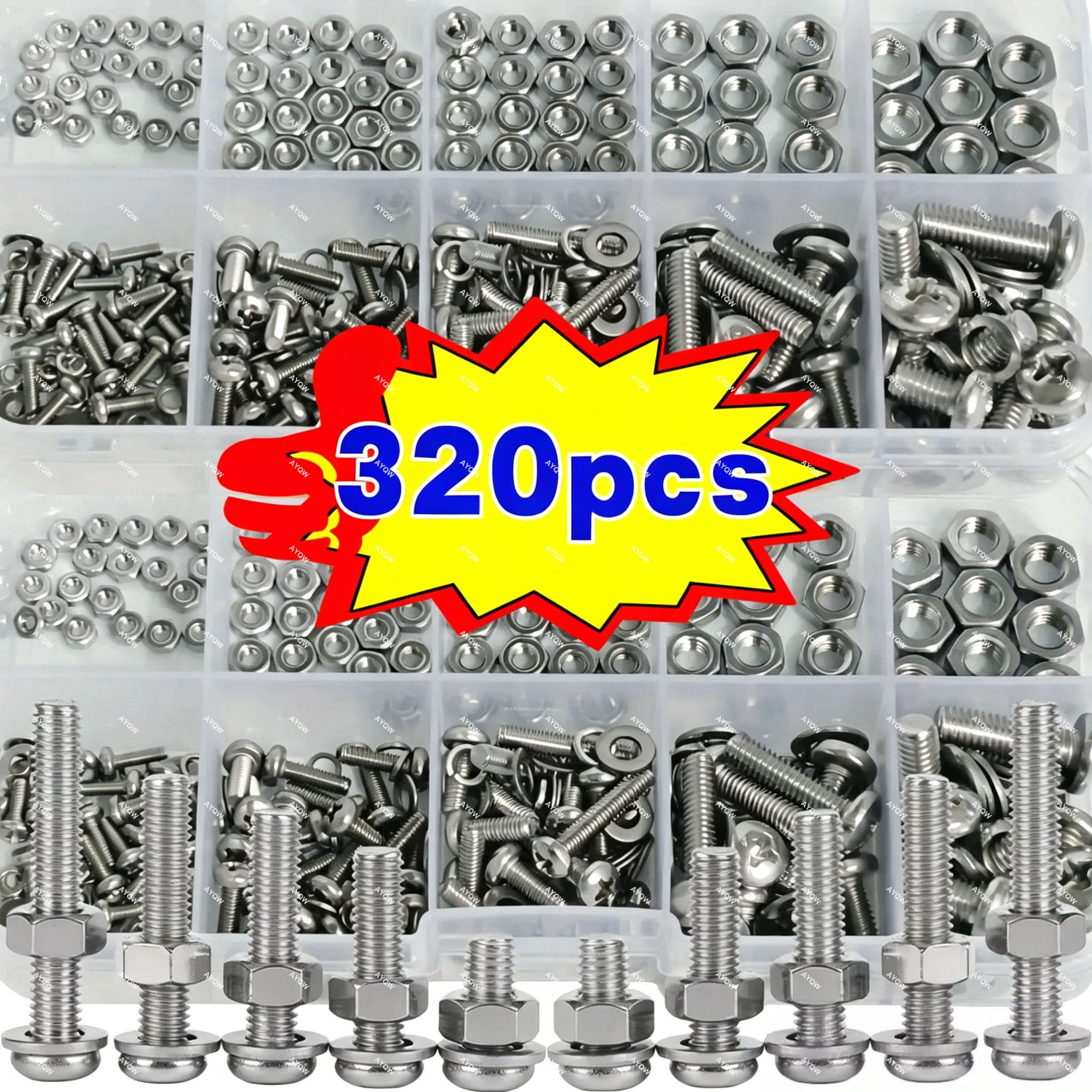 120/320-Piece Hex Nut and Bolt - Furniture Hardware Nut のレビューと価格