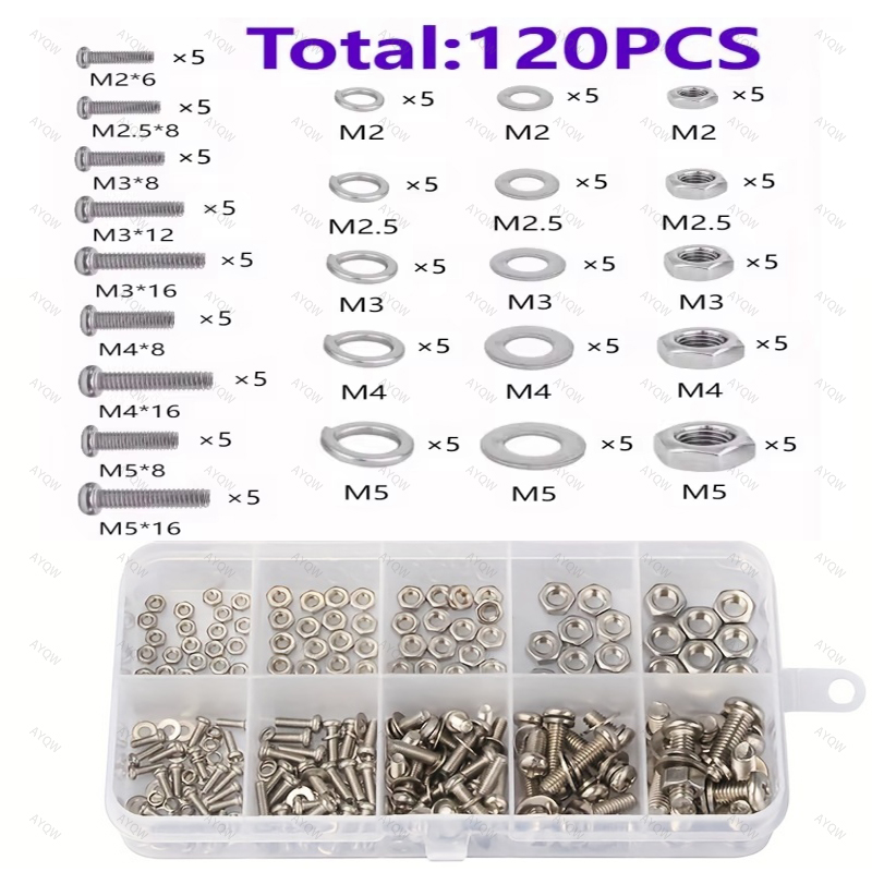 120/320-Piece Hex Nut and Bolt - Furniture Hardware Nut のレビューと価格