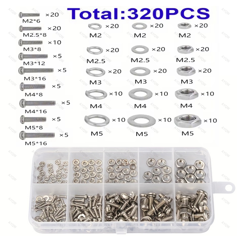 120/320-Piece Hex Nut and Bolt - Furniture Hardware Nut のレビューと価格