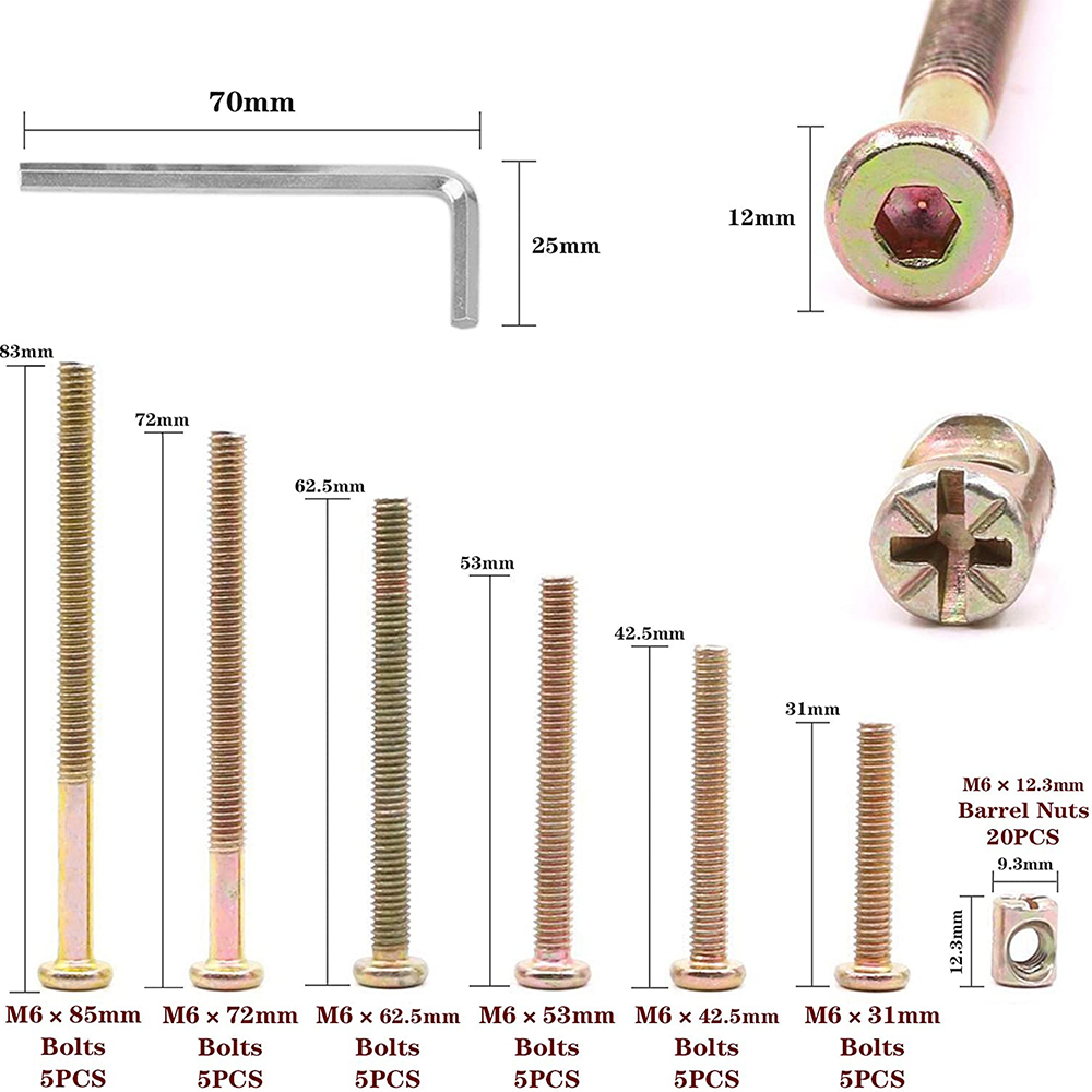 30-Set Baby Crib Screws Hardwa - Furniture Hardware Barrel Nut のレビューと価格