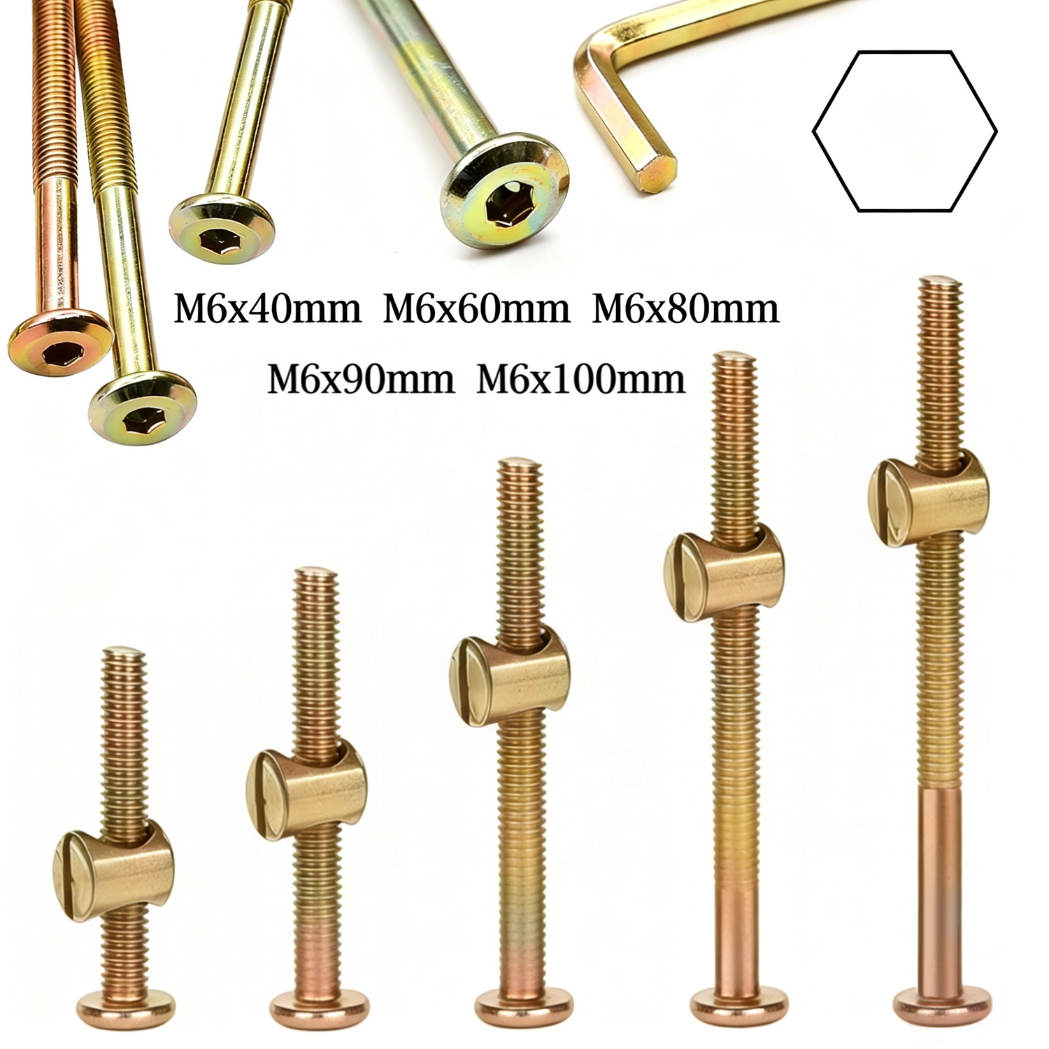 10pcs M6 Hex Socket Furniture  - Furniture Hardware Barrel Nut のレビューと価格