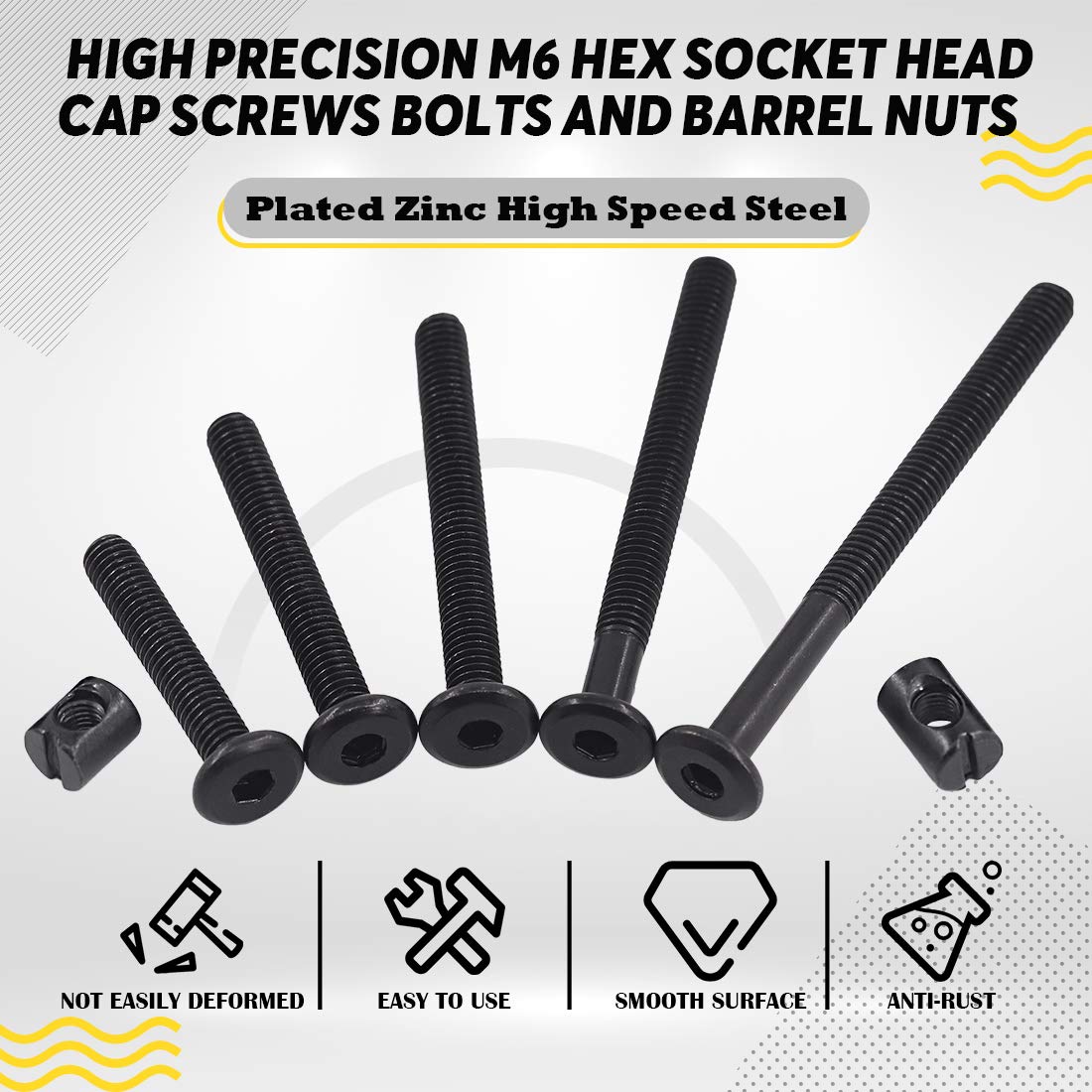 M6 Hex Socket Head Screws Bolt - Furniture Hardware Barrel Nut のレビューと価格